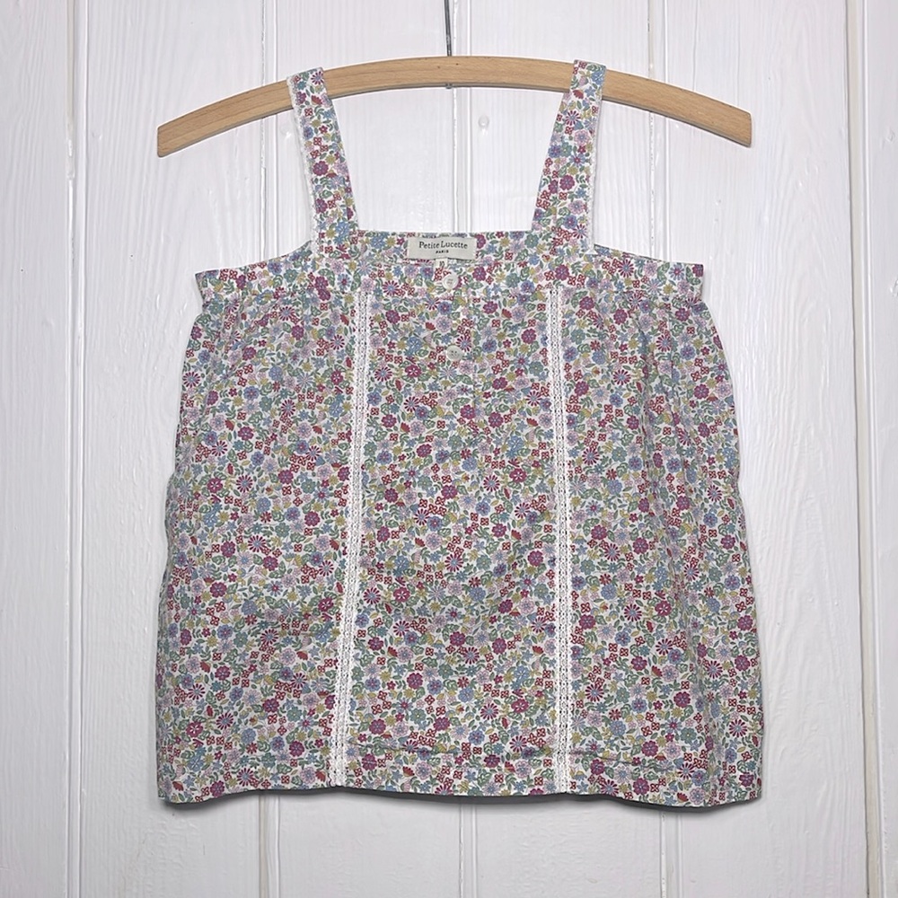 PETITE LUCETTE Paris EUC High End French Boutique 100% Cotton Floral Blouse